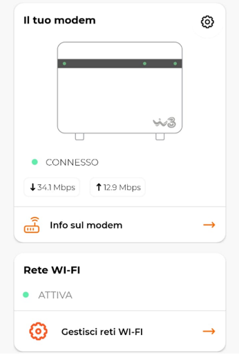Screenshot con Modem app WINDTRE